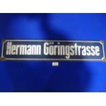 Original Enameled Street Sign "Hermann Goringstransse" ~70x15cm