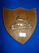 Brass on Wood Royal Canadian Dragoons Plaque 23.5cm high