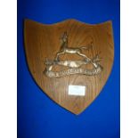 Brass on Wood Royal Canadian Dragoons Plaque 23.5cm high