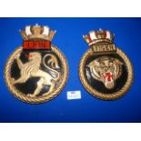 Two Metal Navy Plaques 22cm high