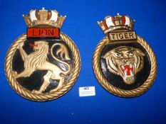 Two Metal Navy Plaques 22cm high