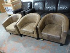 Three Dunelm Leatherette Tub Chairs