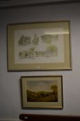 Two Framed Prints; Hackney Hospital and a Hunting