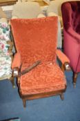 Oak Framed Orange Upholstered Rocking Chair