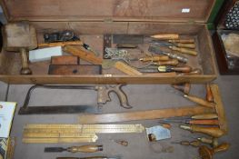 Vintage Toolbox and Wooden Handled Tools etc.