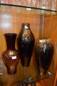 Three Large Decorative Glass Vases