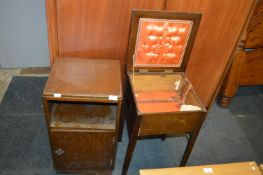 Period Oak Sewing Table and Bedside Cabinet