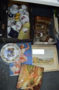 Two Boxes of Household Goods, Framed Pictures, Pri