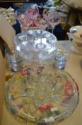 Decorative Glass Serving Platers, Wines Glasses, e