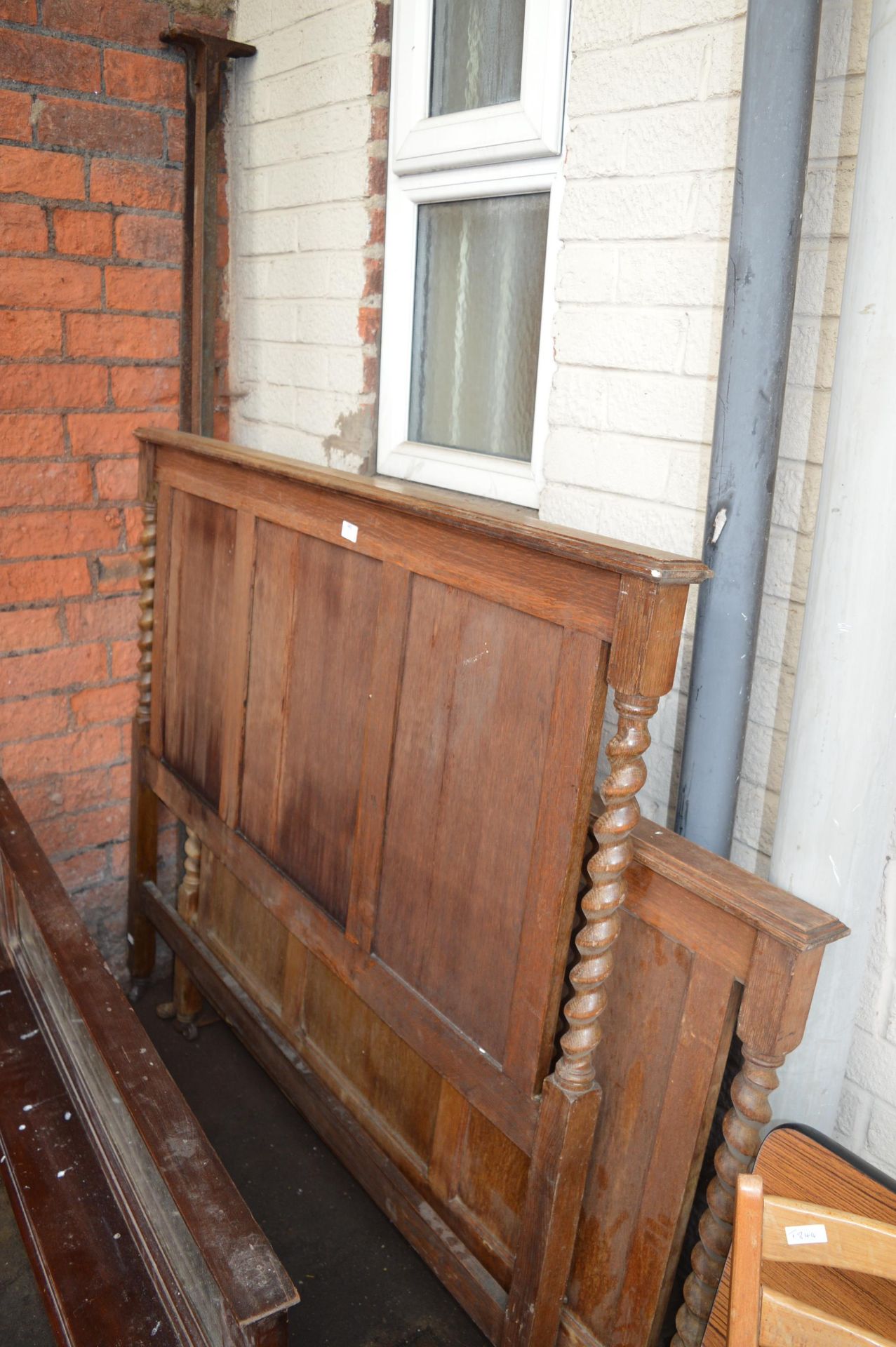 Edwardian Oak Barley Twist Bed Frame