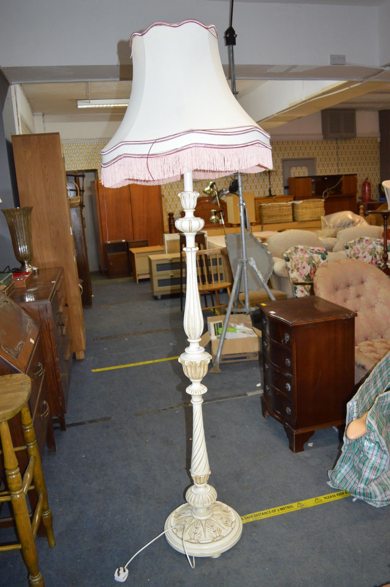 Gilt and Cream Standard Lamp with Shade