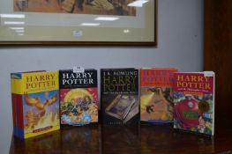Four First Edition Hardback Harry Potter Books plu