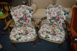 Pair of Floral Upholstered Armchairs