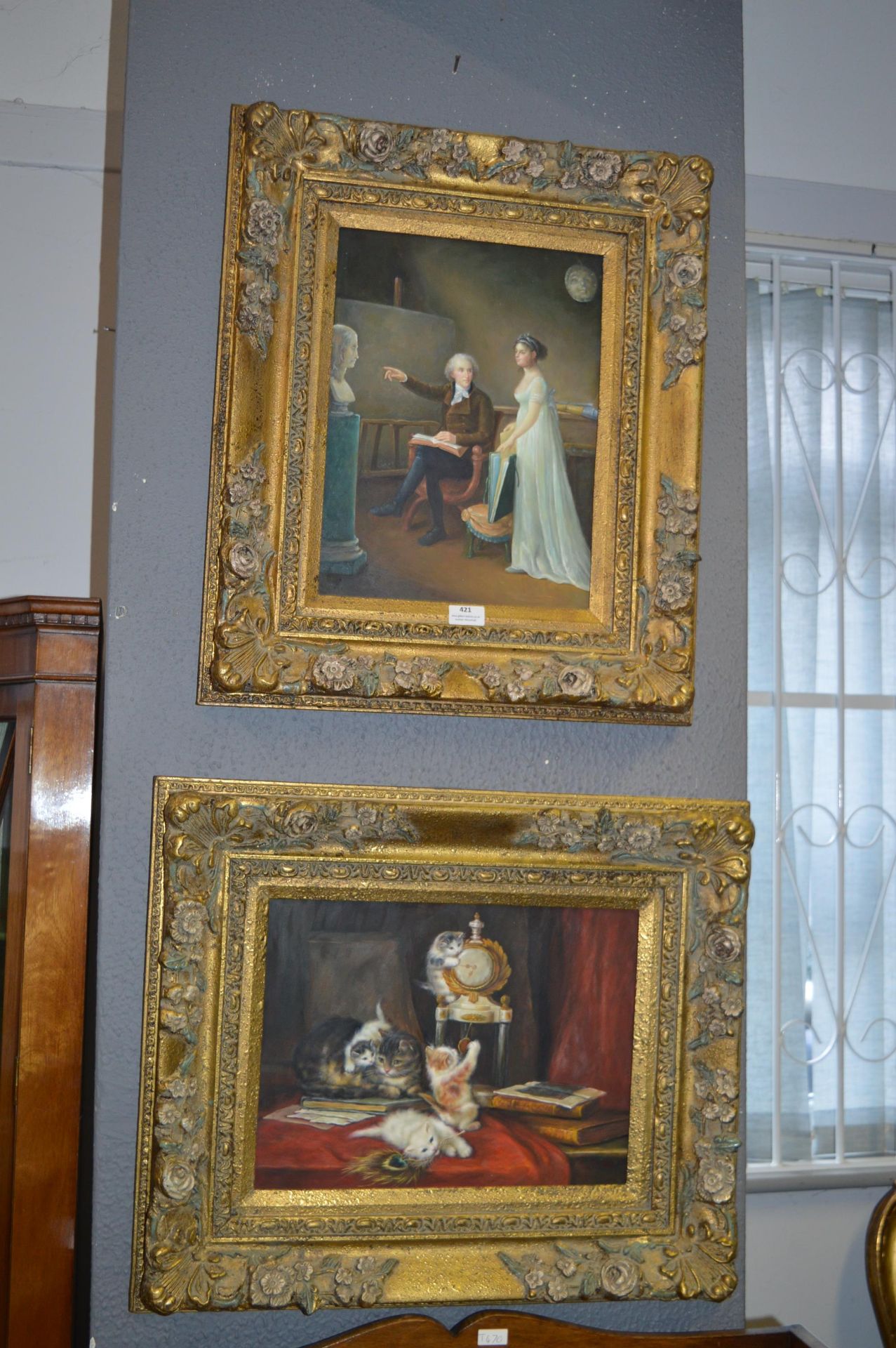 Two Reproduction Oil Painting with Decorative Fram