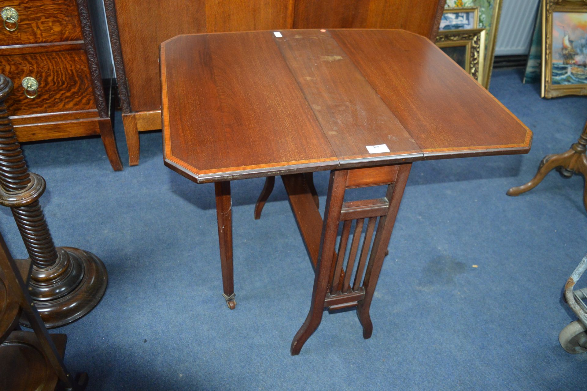 Edwardian Inlaid Drop Leaf Table