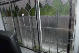 Three Leaded Glass Window Panes 32" x 21"