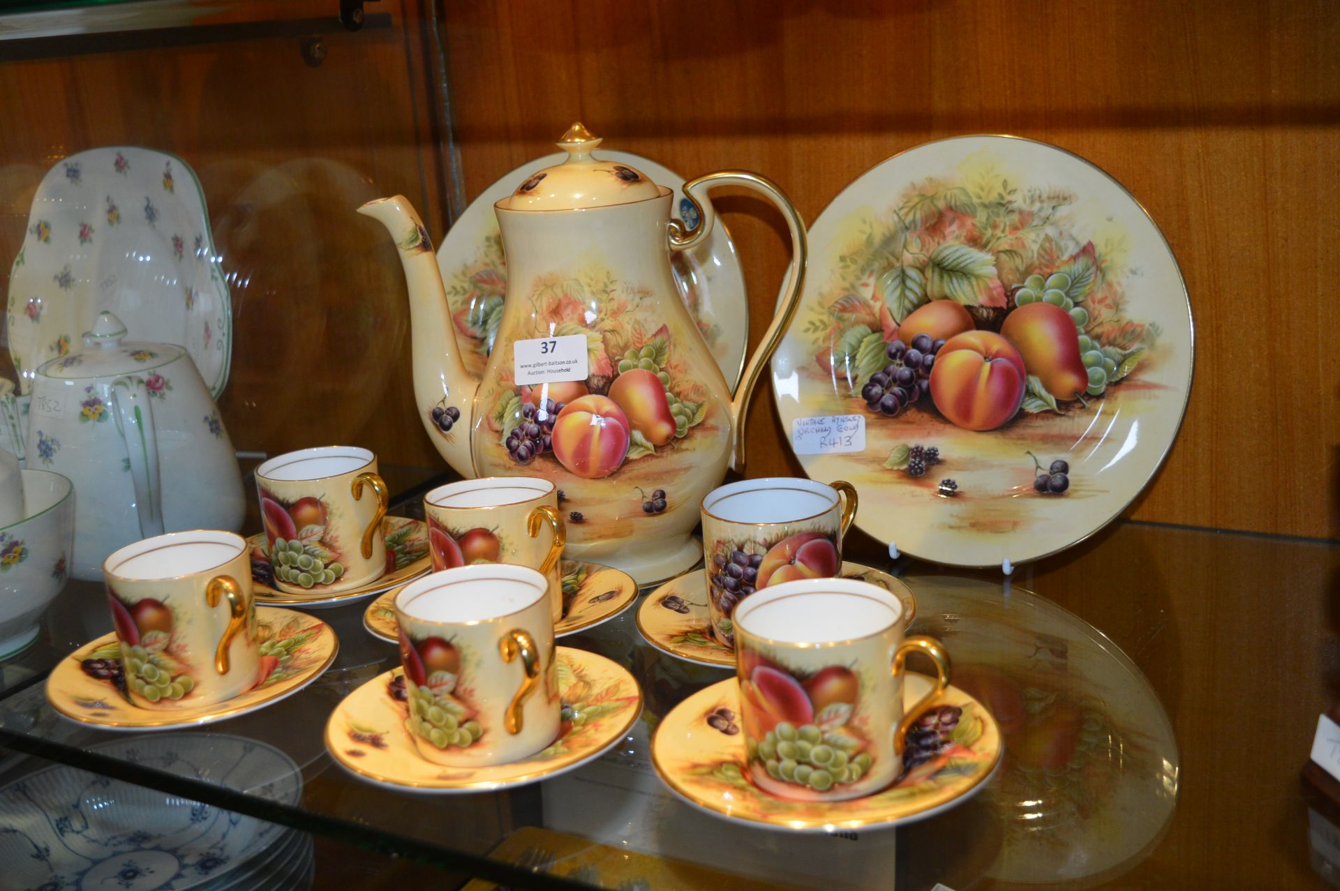 Vintage Aynsley Orchard Gold Coffee Set 15pc