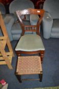 Mahogany Chair and a Rattan Stool