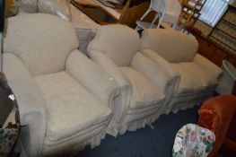 Pale Gold Upholstered Three Piece Suite; Two Seat