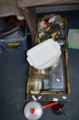 Two Boxes of Vintage Kitchenalia; Bread Bins, Cutl