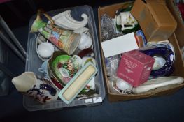 Two Boxes of Pottery Items; Jugs, Bowls, Vases, et