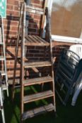 Five Tread Folding Wooden Step Ladder