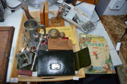 Tray Lot of Collectibles, Rupert Books, etc.