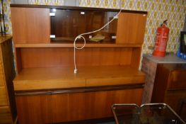 Retro Teak Wall Unit with Smoked Glass Cabinet