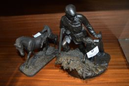 Resin Figure of a Huntsman and His Dog, plus one o