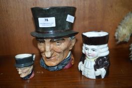 Toby Jug and Two Doulton Character Jugs