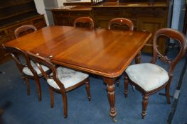 Mahogany Draw Leaf Dining Table with Six Balloon B