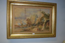 Watercolour Mountainscape in Victorian Gilt Frame