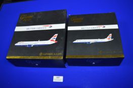 Two Gemini 200 Airbus Diecast Models