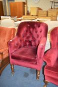 Burgundy Upholstered Buttonback High Seat Chair