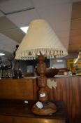 Carved Oak Eastern Style Table Lamp