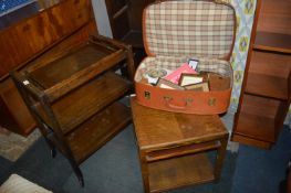 1930's Oak Trolley, Coffee Table and Suitcase with