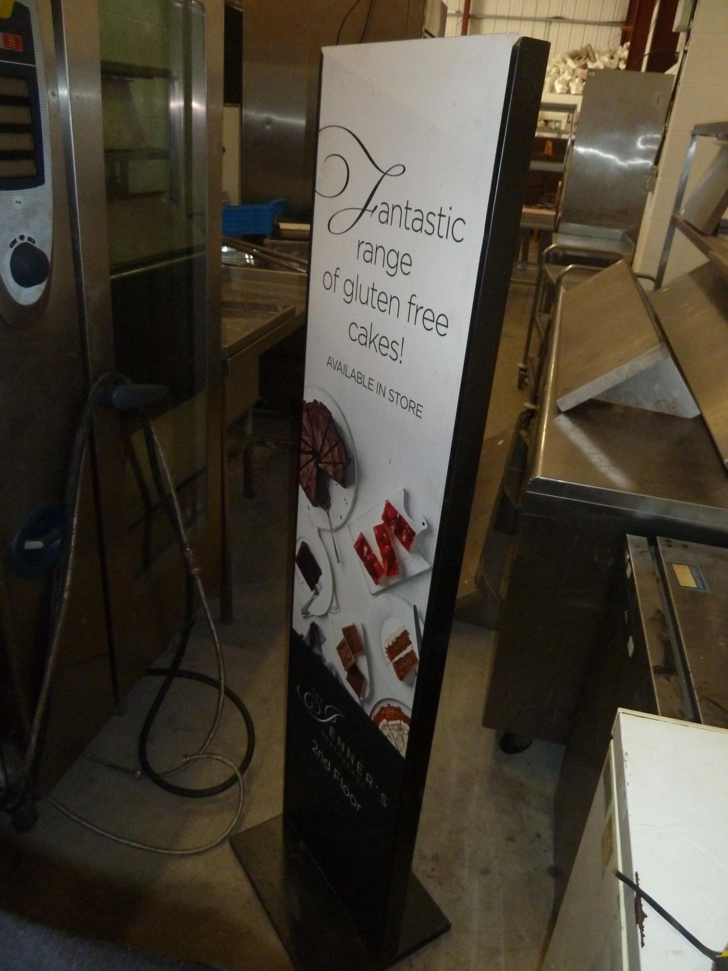 * Freestanding black metal advertising frame both sides with removable hard board advertising. 420w - Image 2 of 2