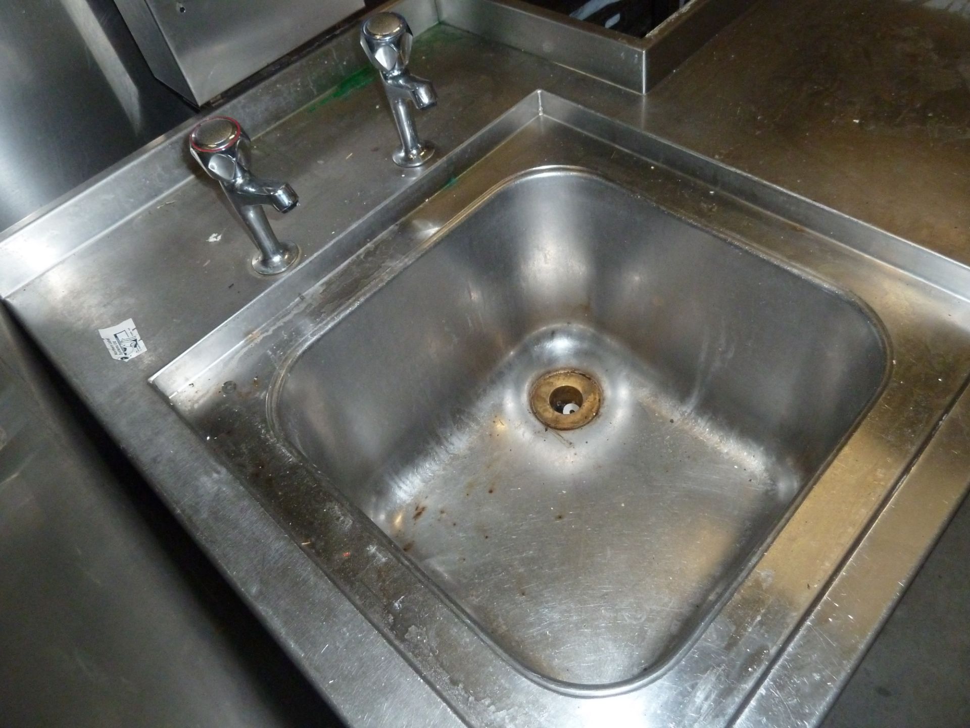 * S/S sink with taps with rear cut out. 1010w x 770d x 900h - Image 2 of 3