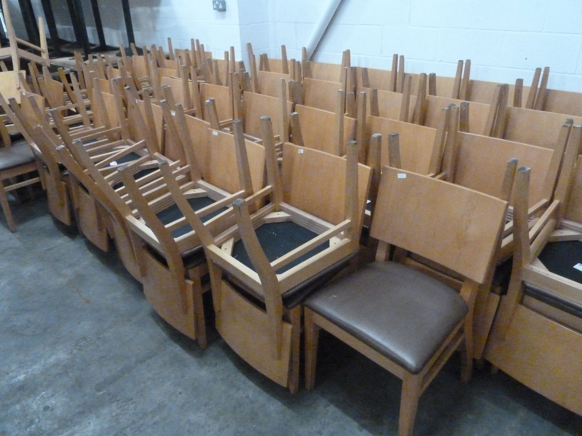 * 6 x chairs beech frame with mushroom upholstery - Image 2 of 3