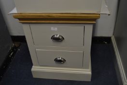 *Oak Topped Two Drawer Bedside Chest