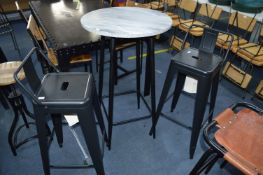 High Table an Two Black Metal Framed Barstools
