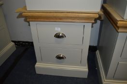 *Oak Topped Two Drawer Bedside Chest