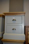 *Oak Topped Two Drawer Bedside Chest