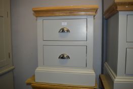 *Oak Topped Two Drawer Bedside Chest