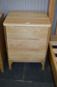 *Oak Three Drawer Bedside Chest