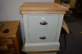 *Oak Topped Two Drawer Bedside Chest