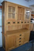 Light Oak Dresser with Glazed Cabinets