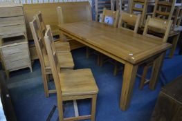 Large Heavy Oak Extending Table with Six Chairs