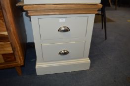 *Oak Topped Two Drawer Bedside Chest