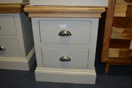 *Oak Topped Two Drawer Bedside Chest